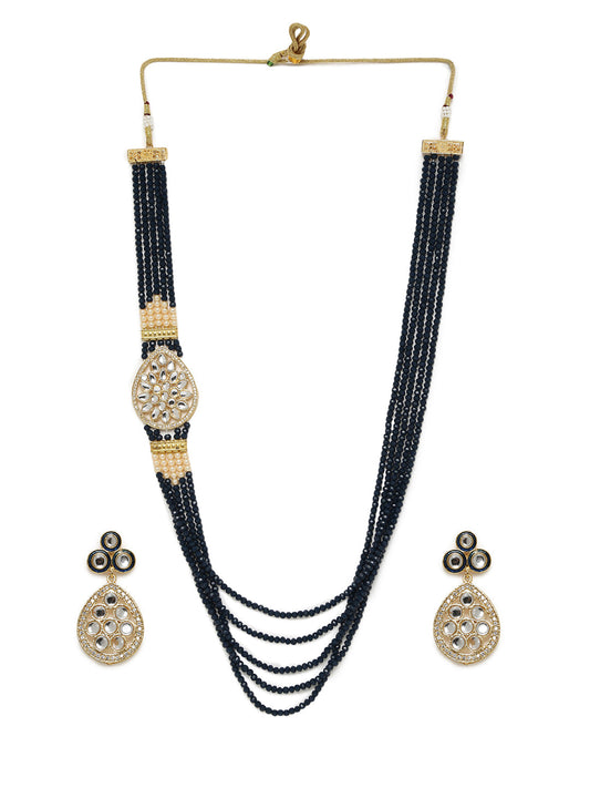 AMERICAN DIAMOND BROOCH MALA & EARRING SET