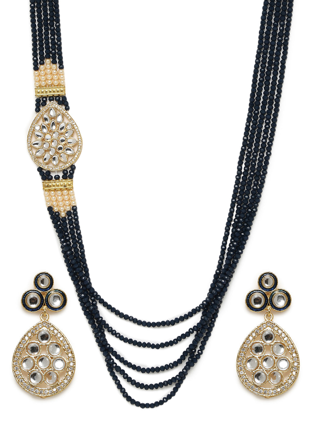 AMERICAN DIAMOND BROOCH MALA & EARRING SET