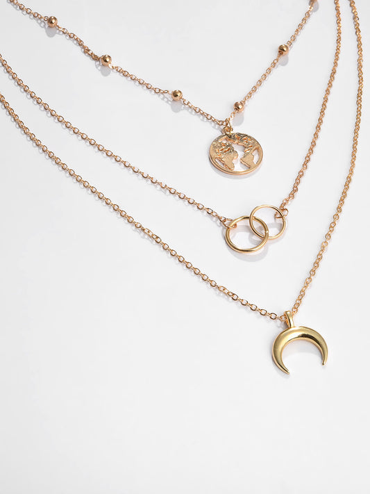 GOLD 3 LAYERED NECKLACE SET