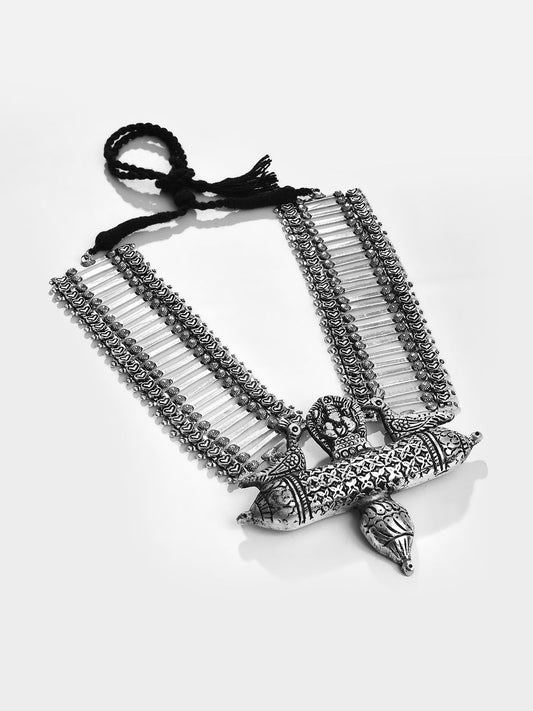 SILVER BOHO STATEMENT NECKPIECE