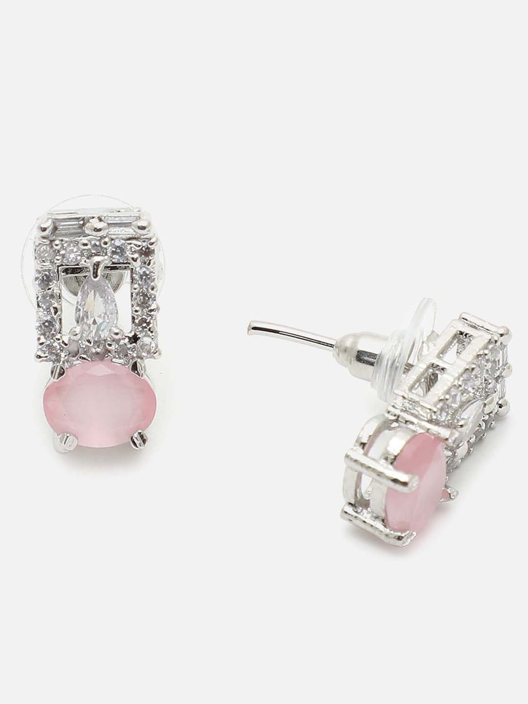 WOMENS SILVER DESIGNER STONE NECKLACE AND EARRING