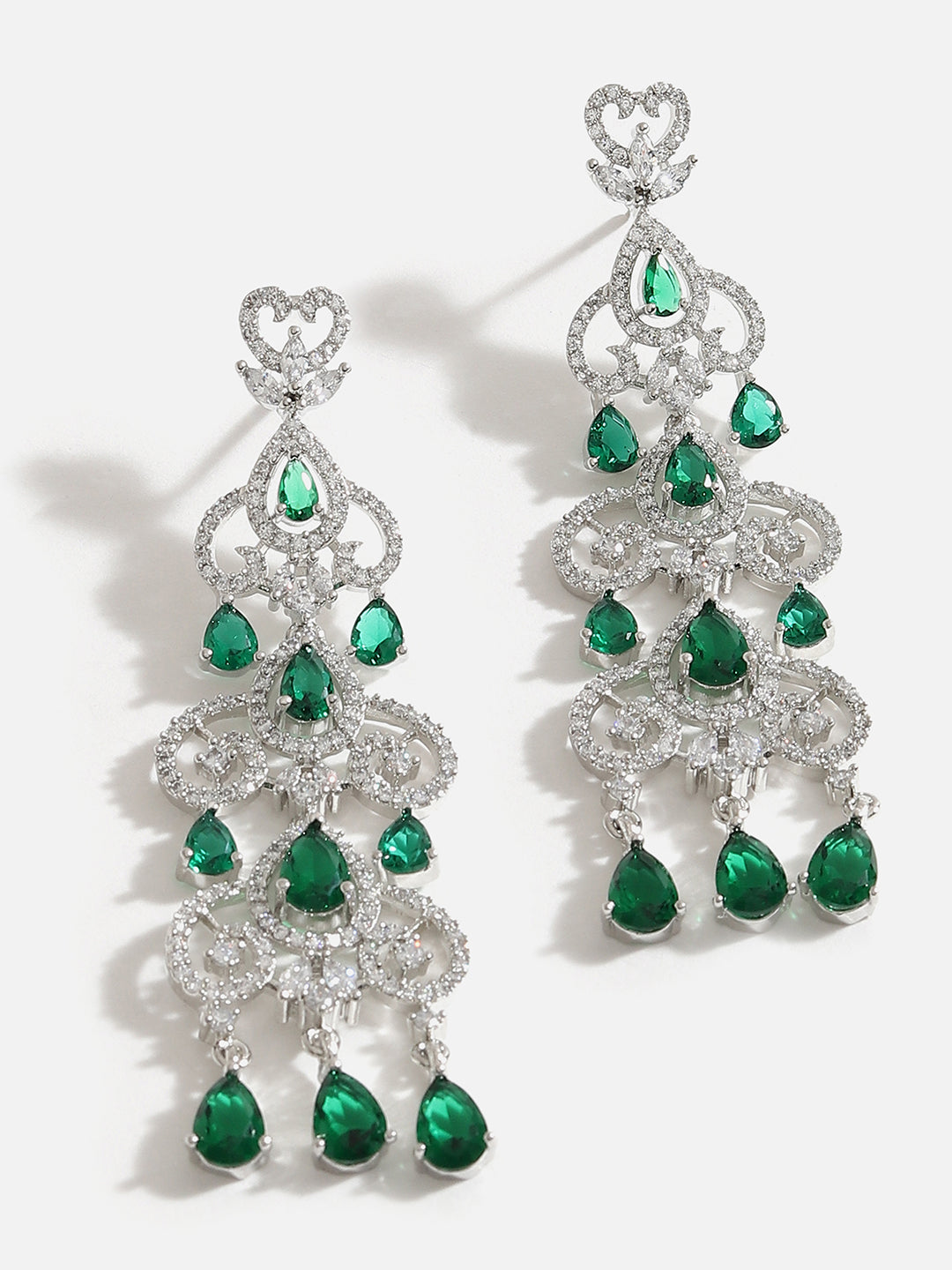 SILVER PLATED AMERICAN DIAMOND AND DESIGNER STONE NECKLACE AND EARRING SET
