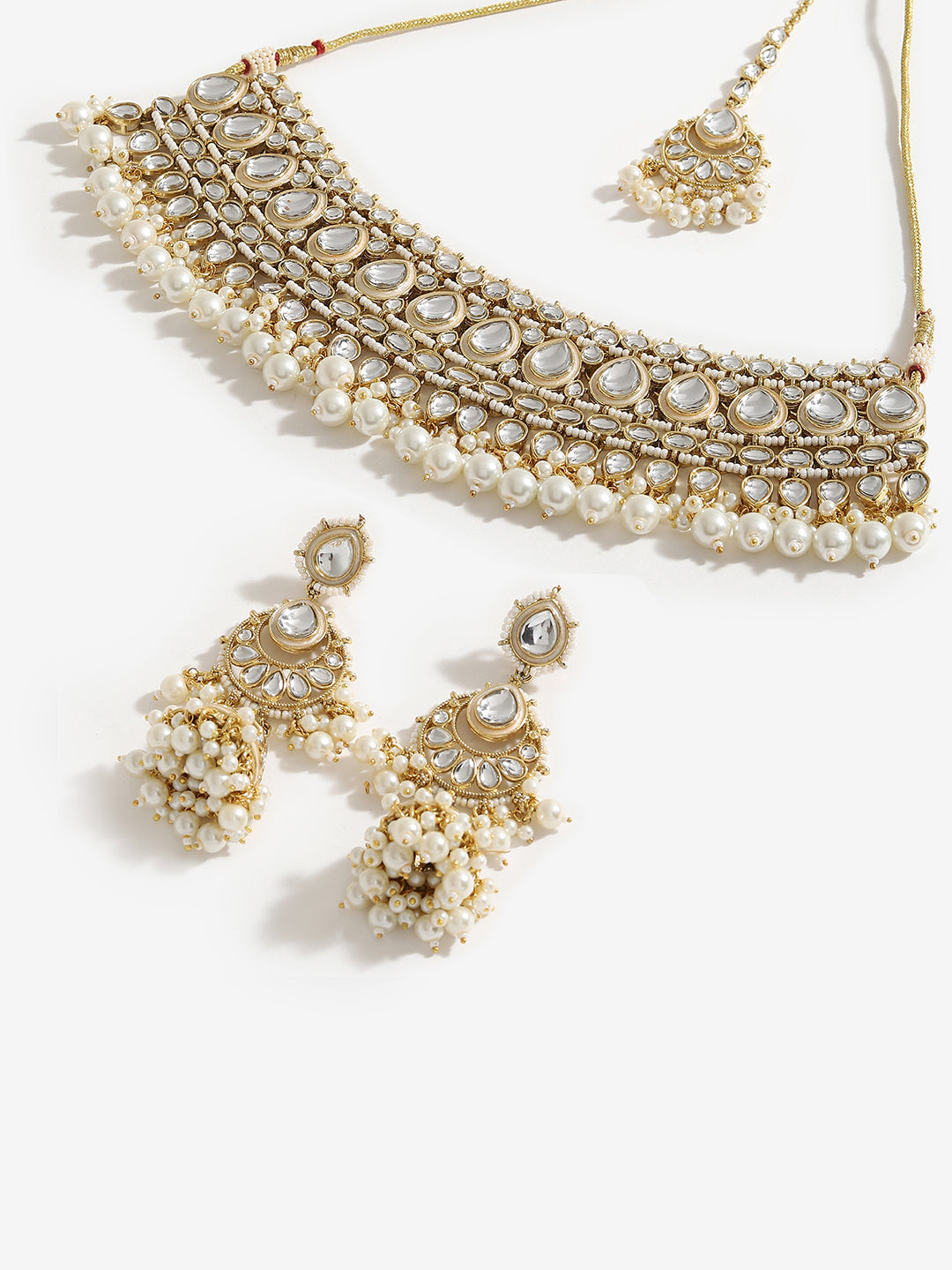 SOHI GOLD PLATED KUNDAN STONES JEWELLERY SET