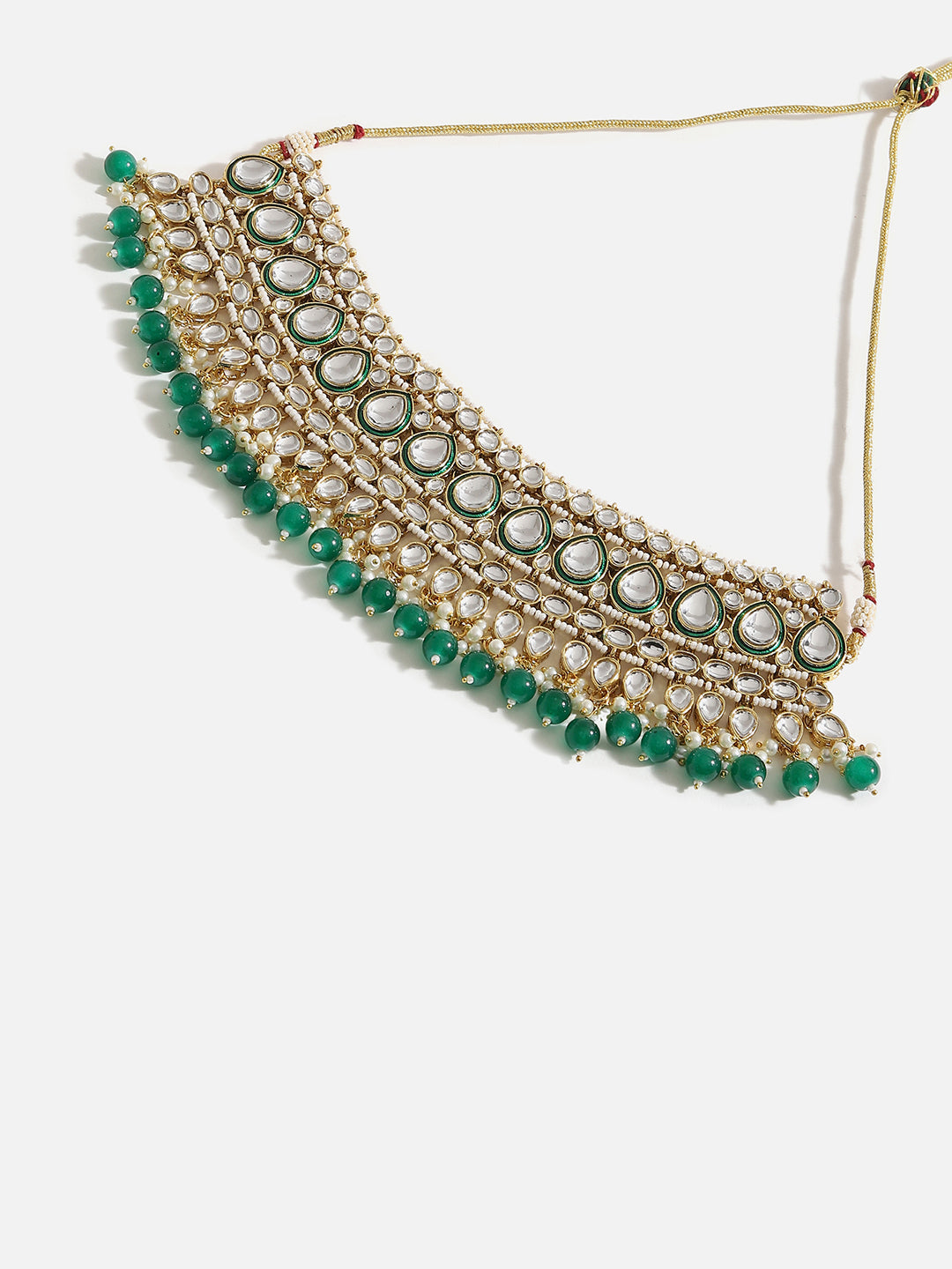 SOHI GOLD PLATED GREEN DROPS JEWELLERY SET