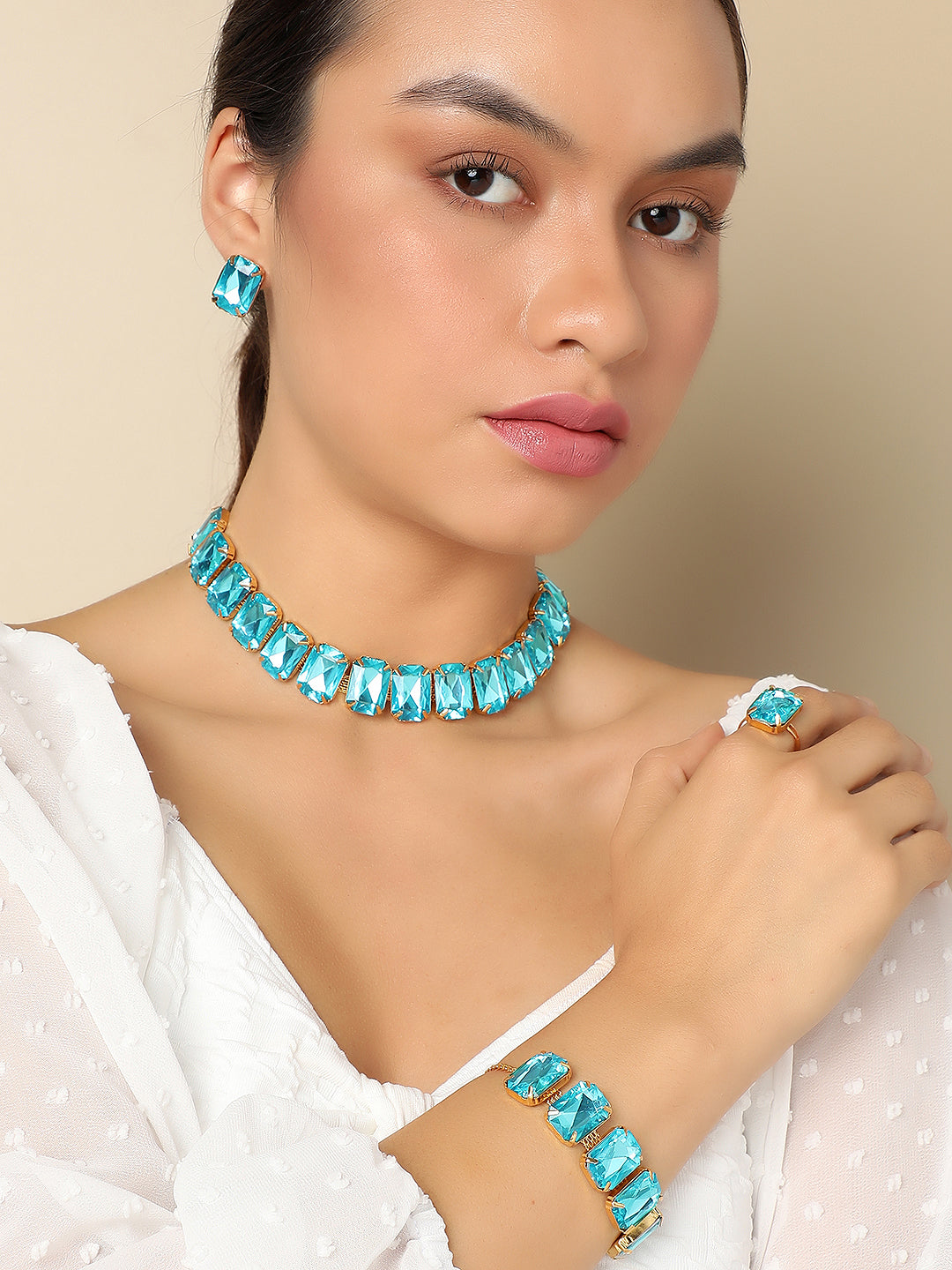 SOHI BLUE STONES JEWELLERY SET