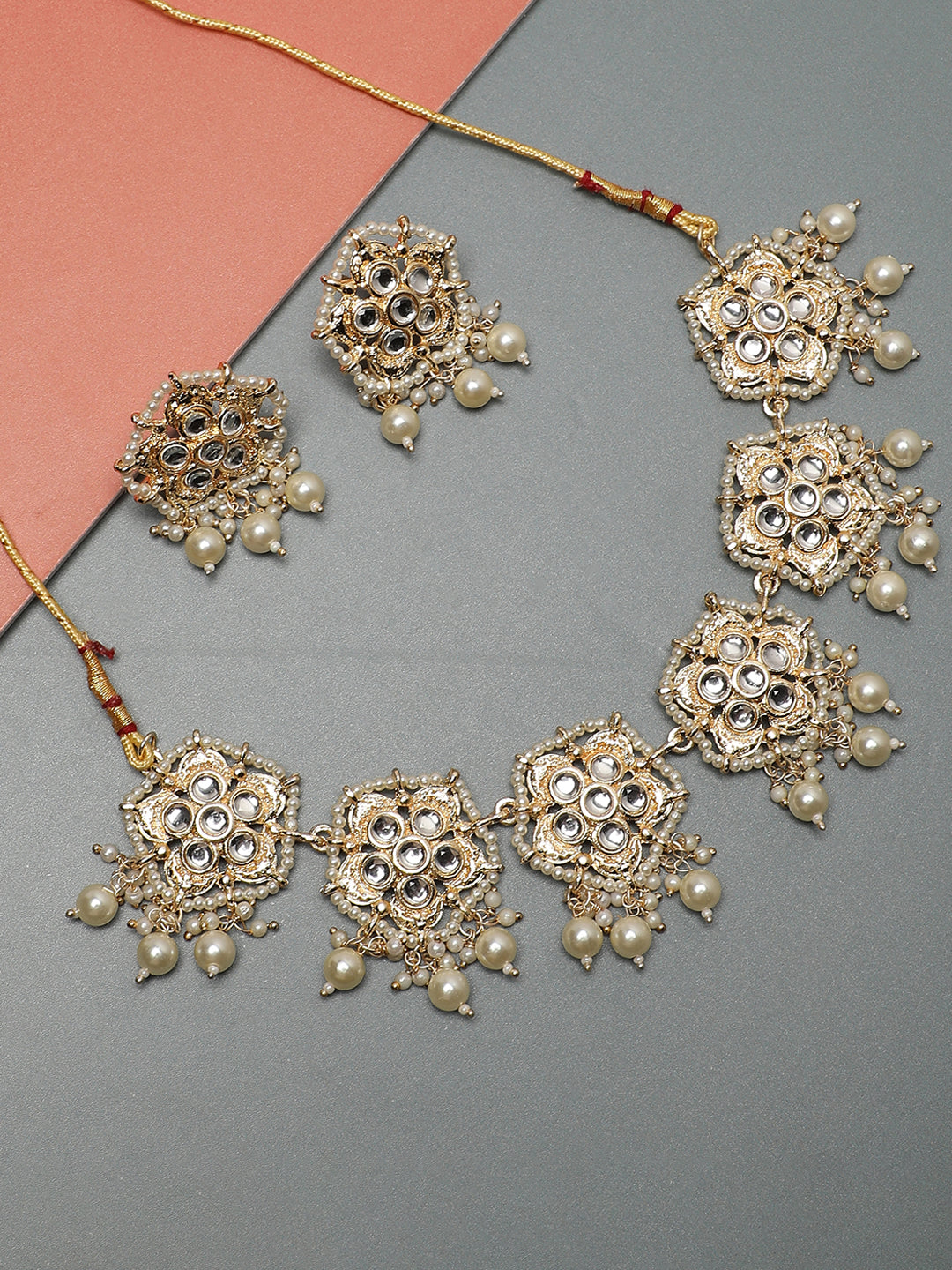 SOHI GOLD PLATED KUNDAN STONES JEWELLERY SET