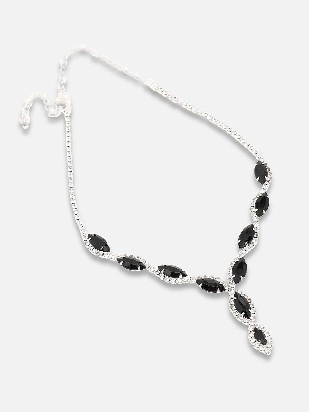 SILVER PLATED PARTY DESIGNER STONE NECKLACE AND EARRING SET FOR WOMEN