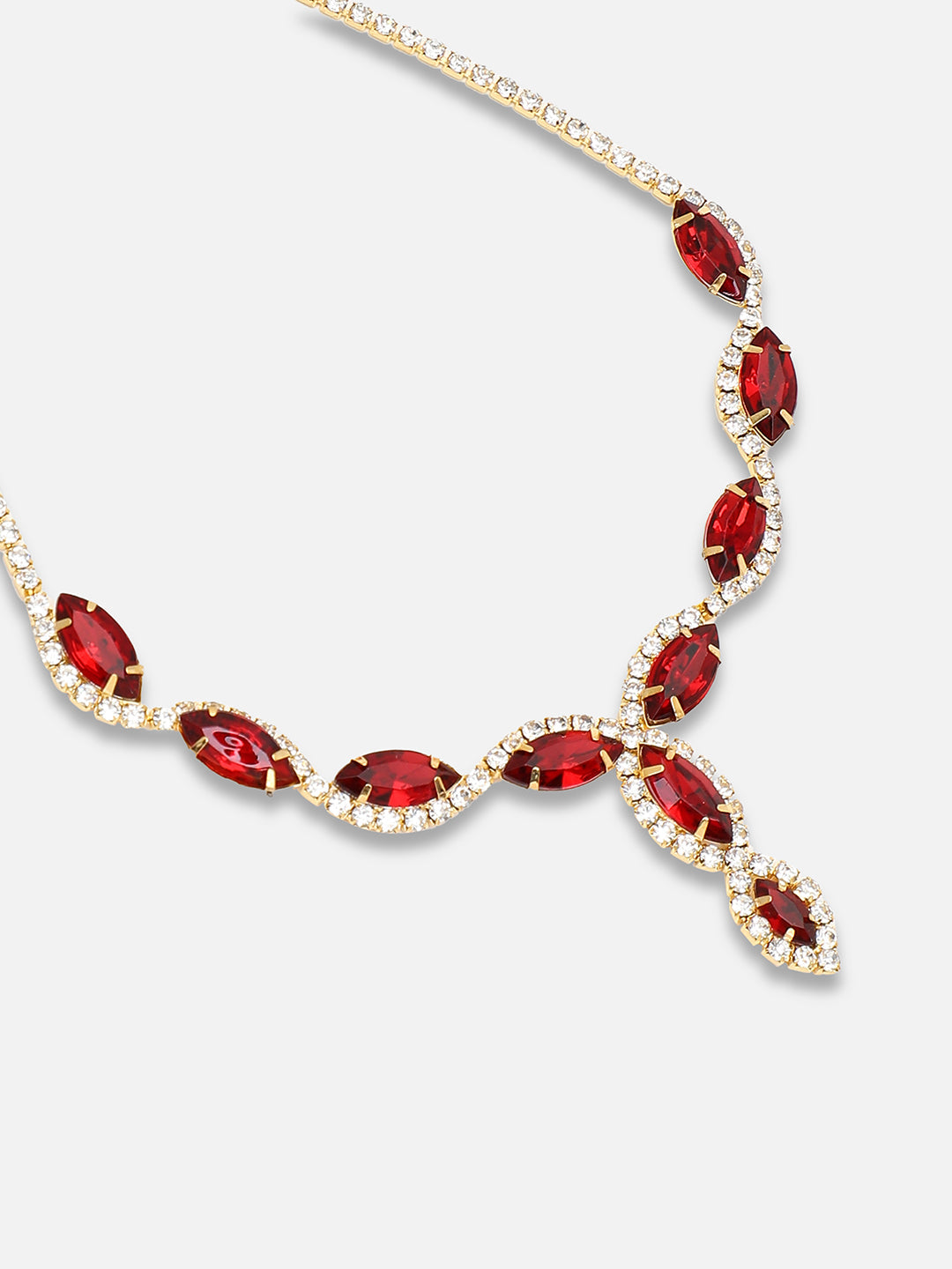 GOLD PLATED PARTY DESIGNER STONE NECKLACE AND EARRING SET FOR WOMEN