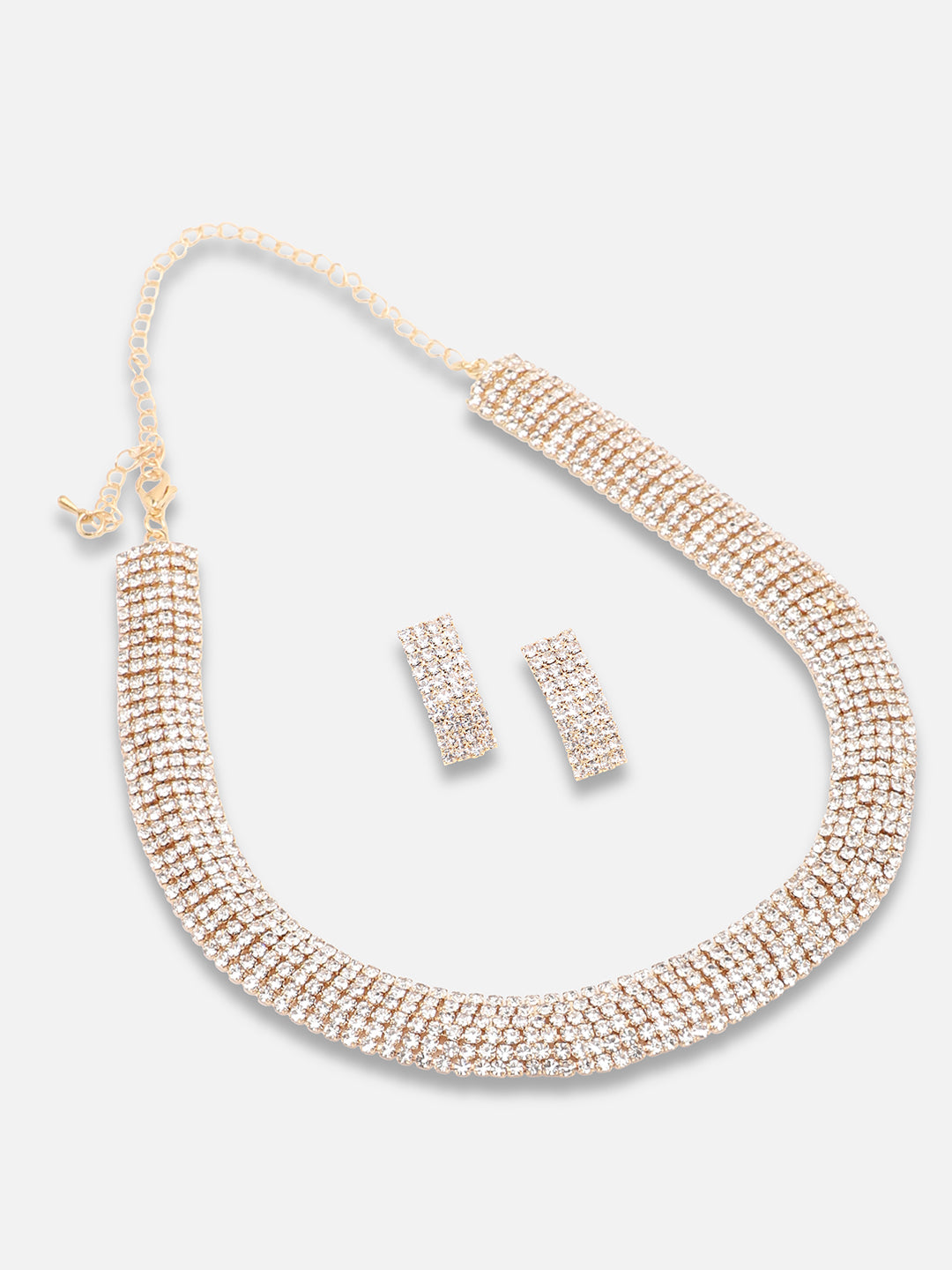 Gold Plated Party Designer Stone Necklace And Earring Set For Women