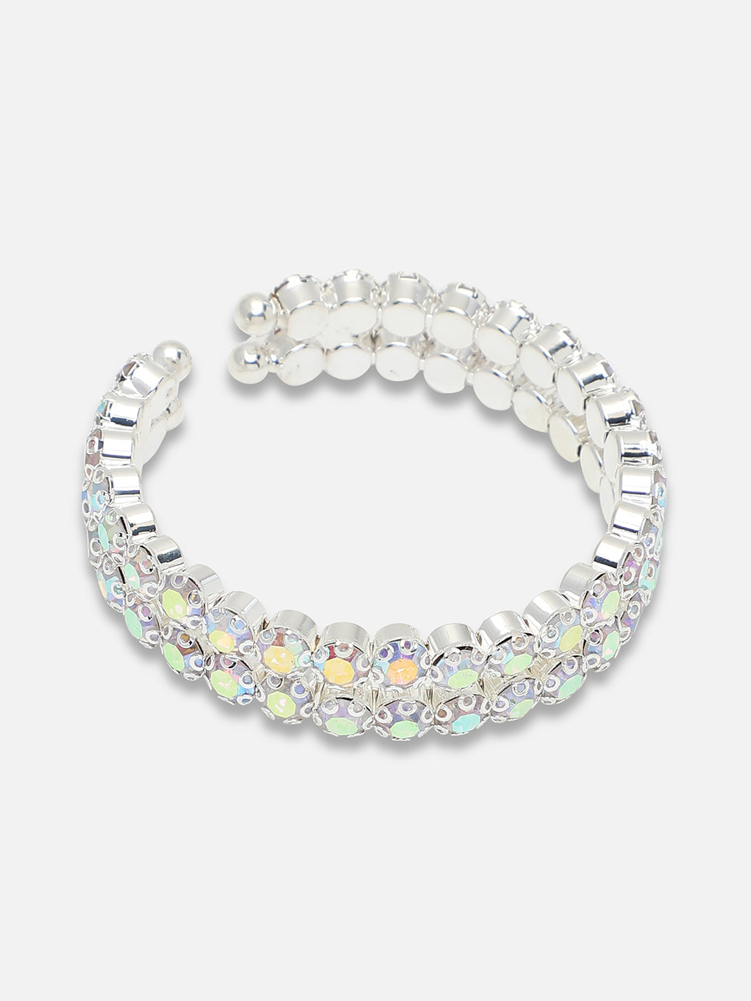 Silver Plated Party Designer Stone Necklace, Earring And Bracelet Set For Women