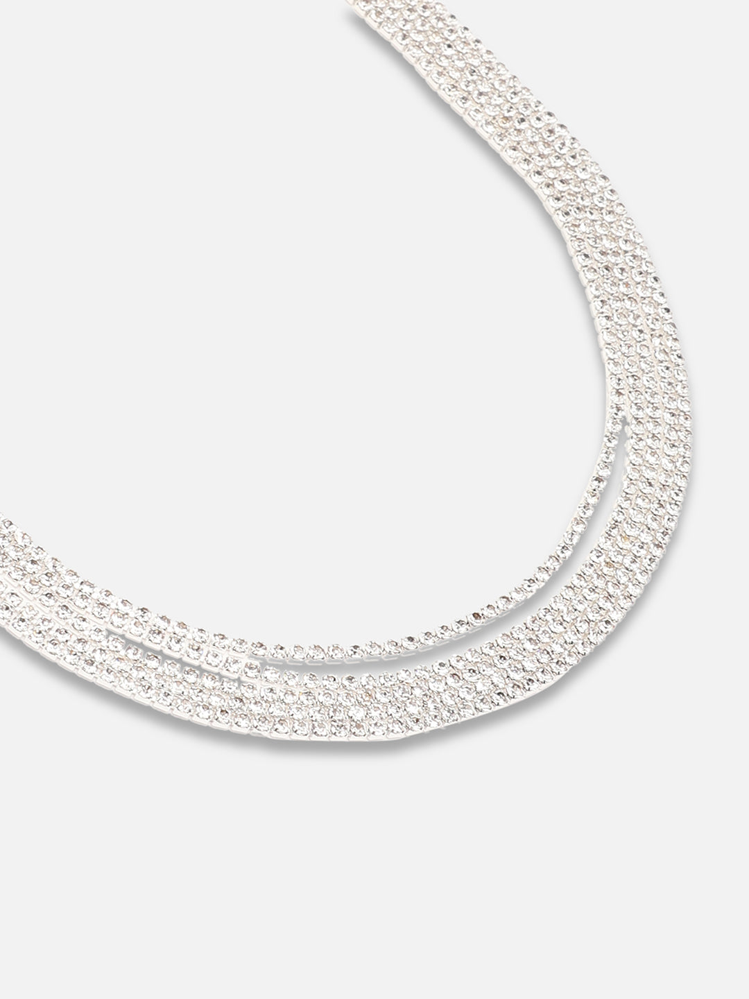 SILVER PLATED PARTY DESIGNER STONE NECKLACE AND EARRING SET FOR WOMEN
