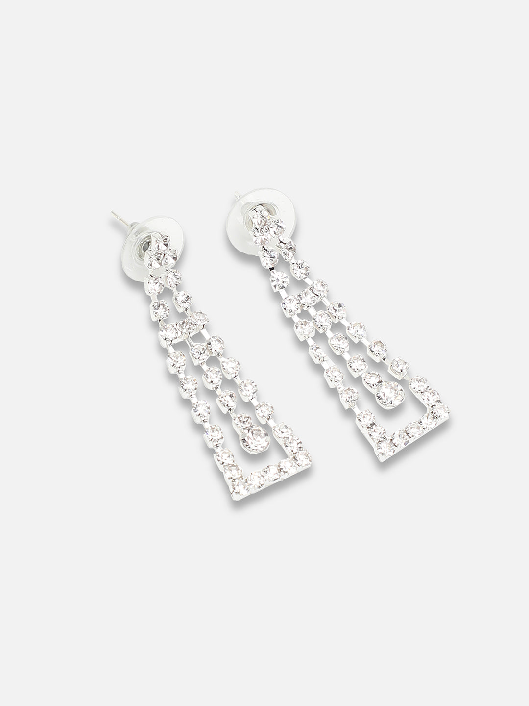 SILVER PLATED PARTY DESIGNER STONE NECKLACE AND EARRING SET FOR WOMEN