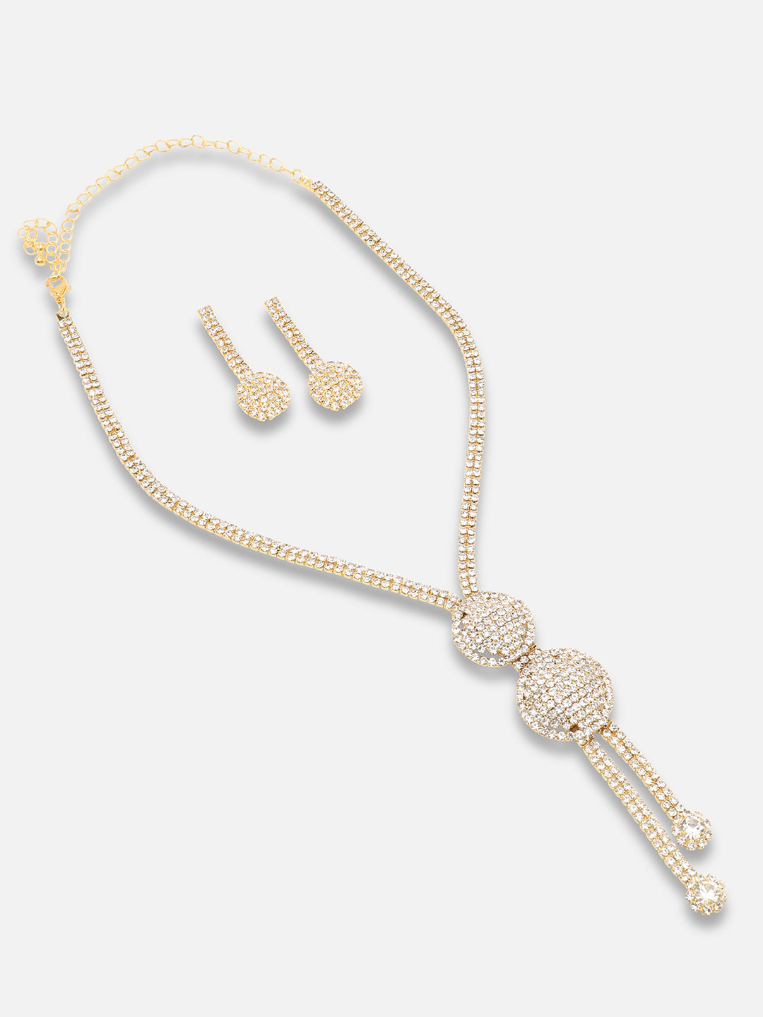 Gold Plated Party Designer Stone Necklace And Earring Set For Women