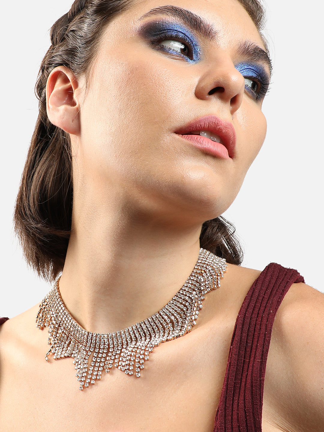 GOLD PLATED PARTY DESIGNER STONE NECKLACE FOR WOMEN