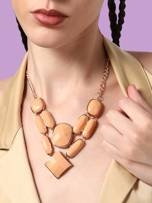 GOLD PLATED PARTY DESIGNER STONE NECKLACE FOR WOMEN