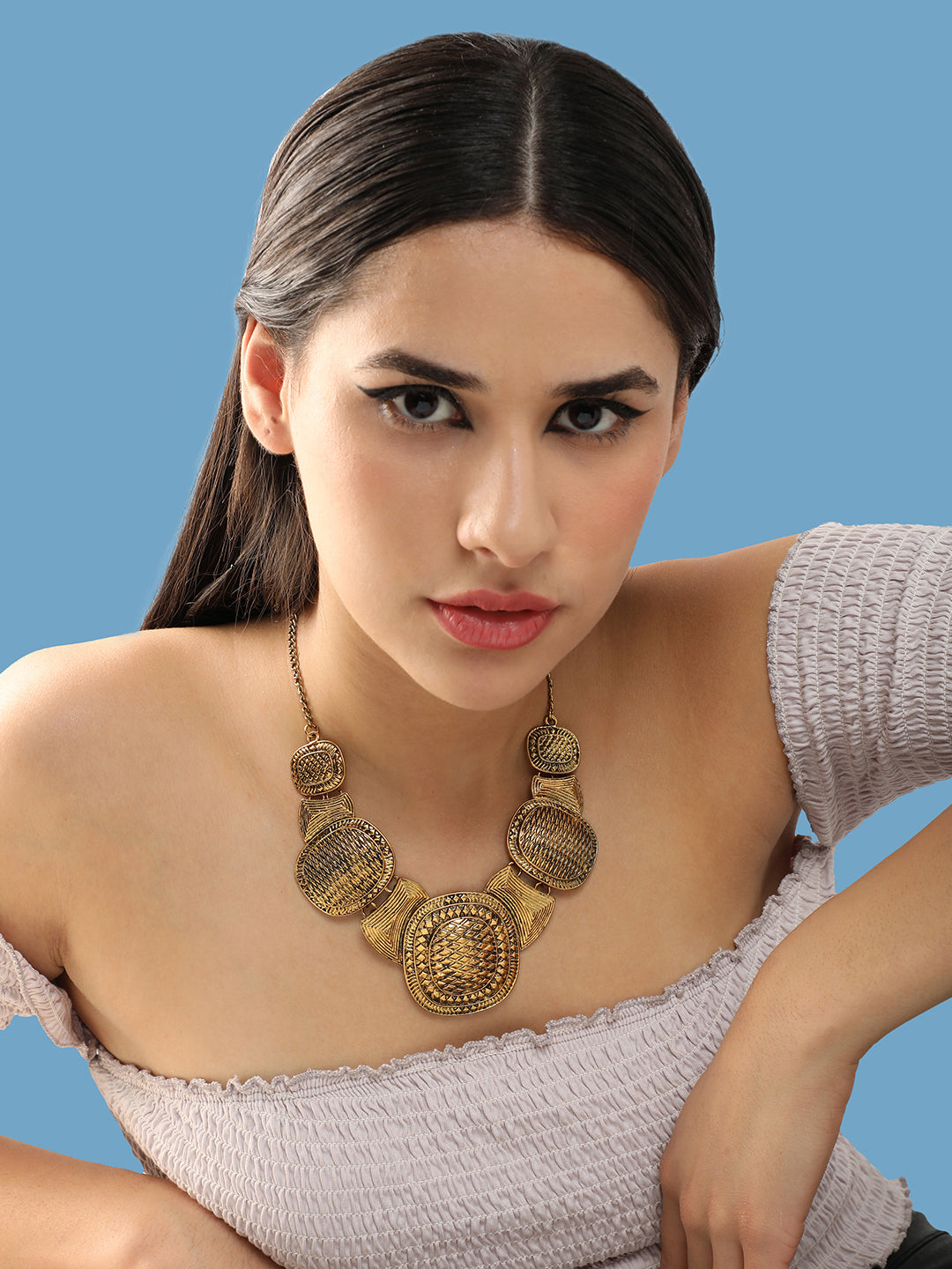 Gold Plated Party Designer Stone Necklace For Women