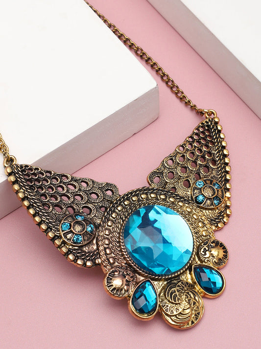 Gold Plated Party Designer Stone Necklace For Women