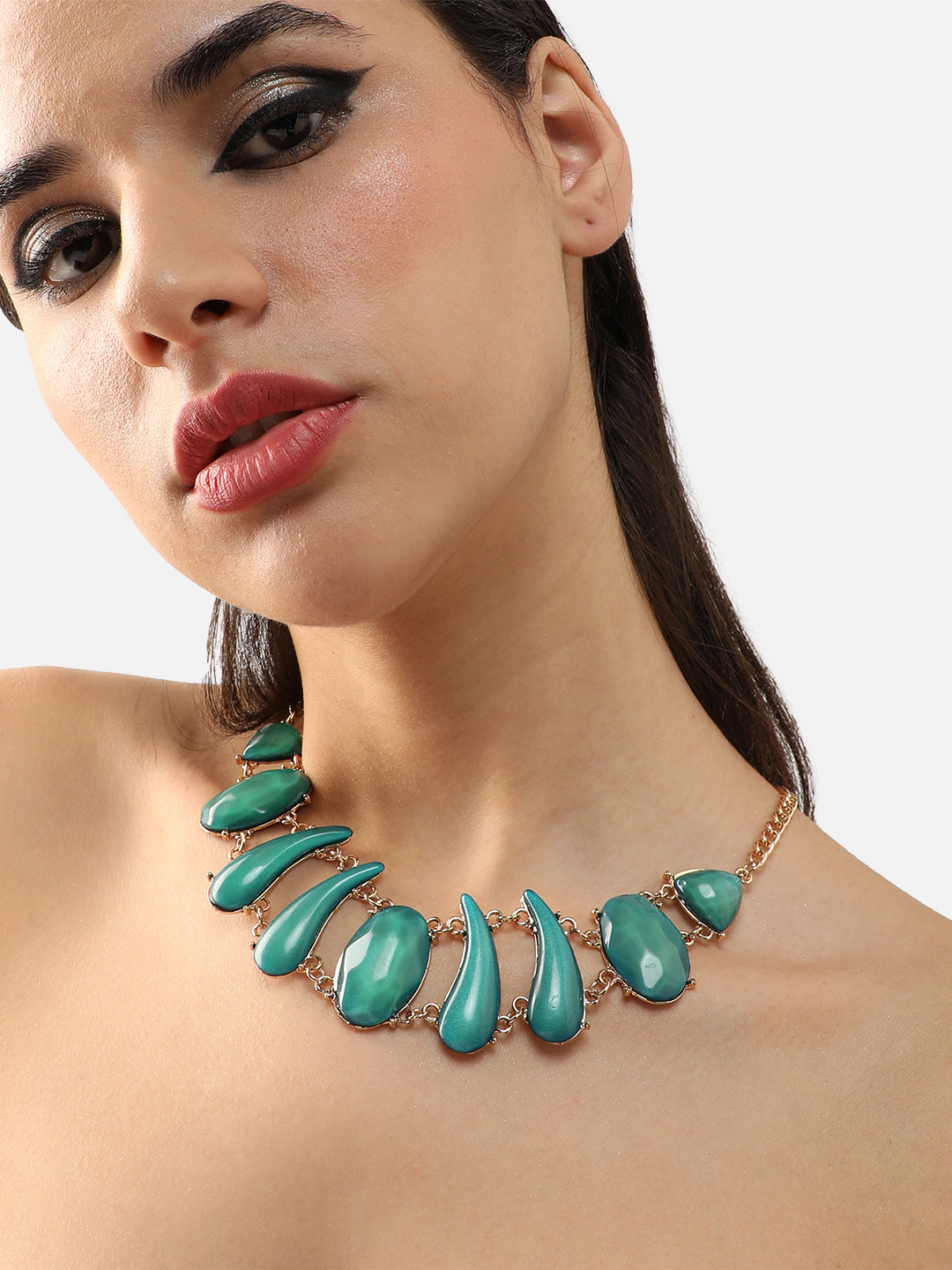 Gold Plated Party Designer Stone Necklace For Women