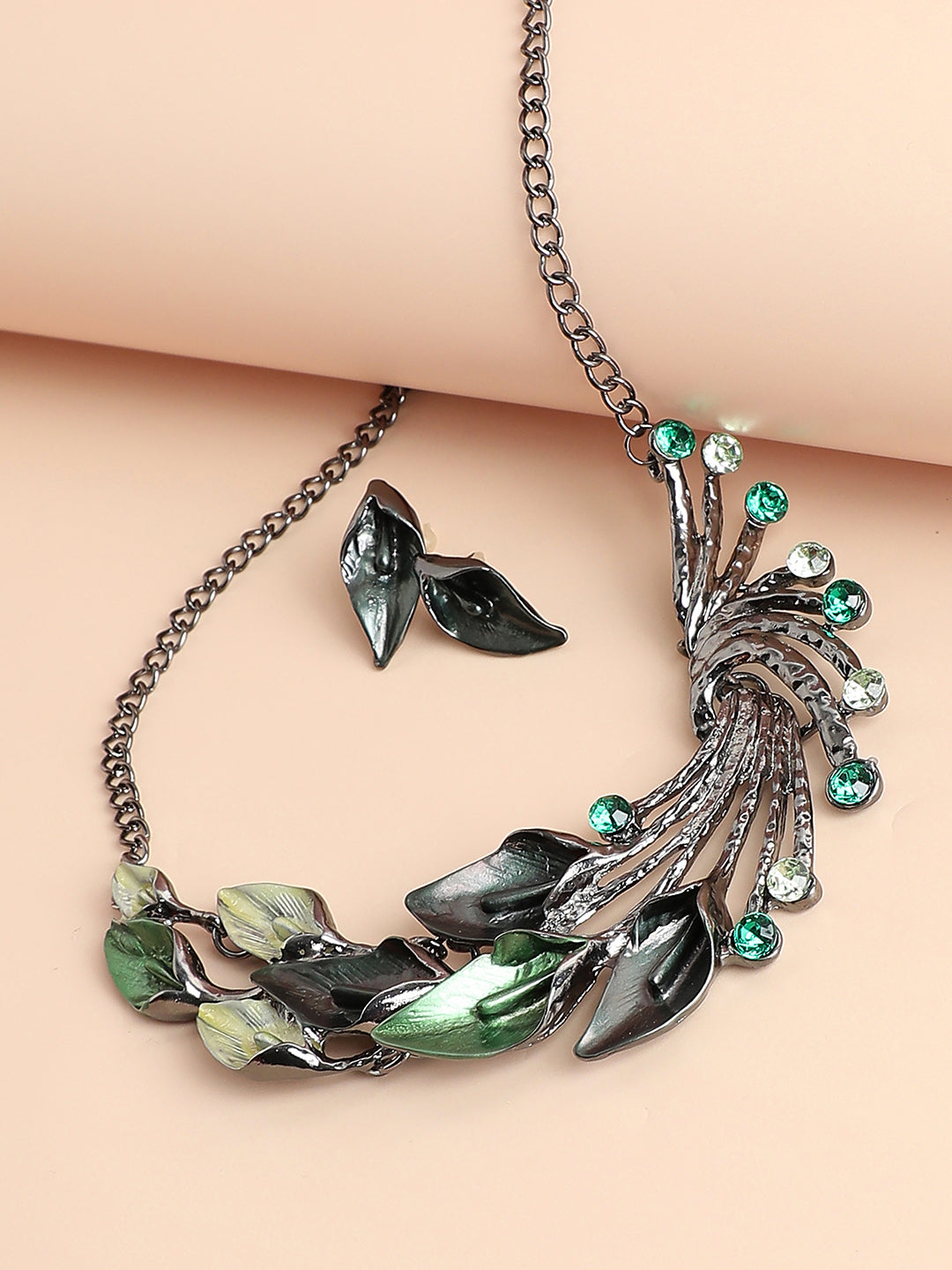 Peacock Detailing Rhinestones Jewellery Set