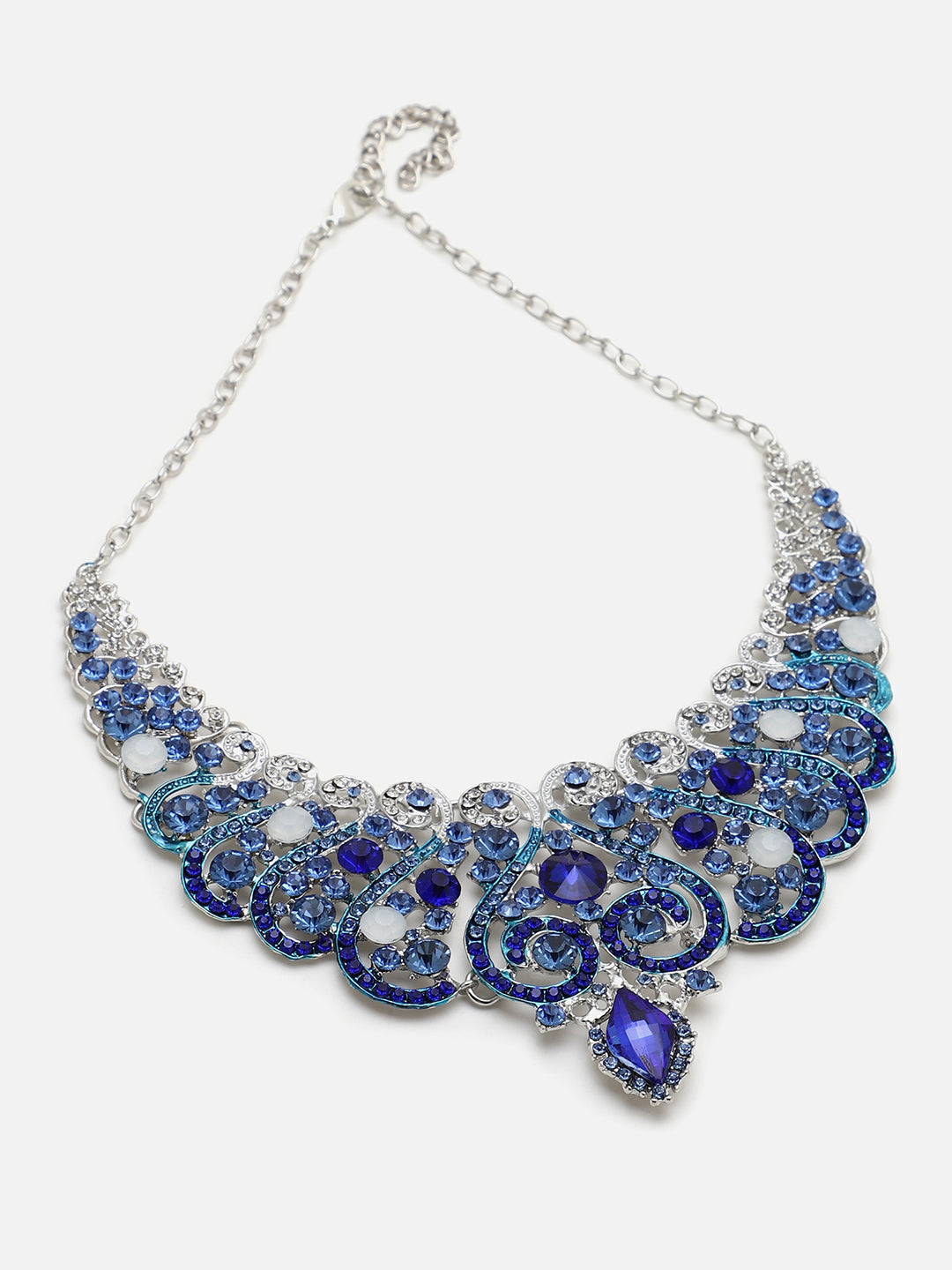 SOHI BLUE STONES NECKLACE & EARRING SET