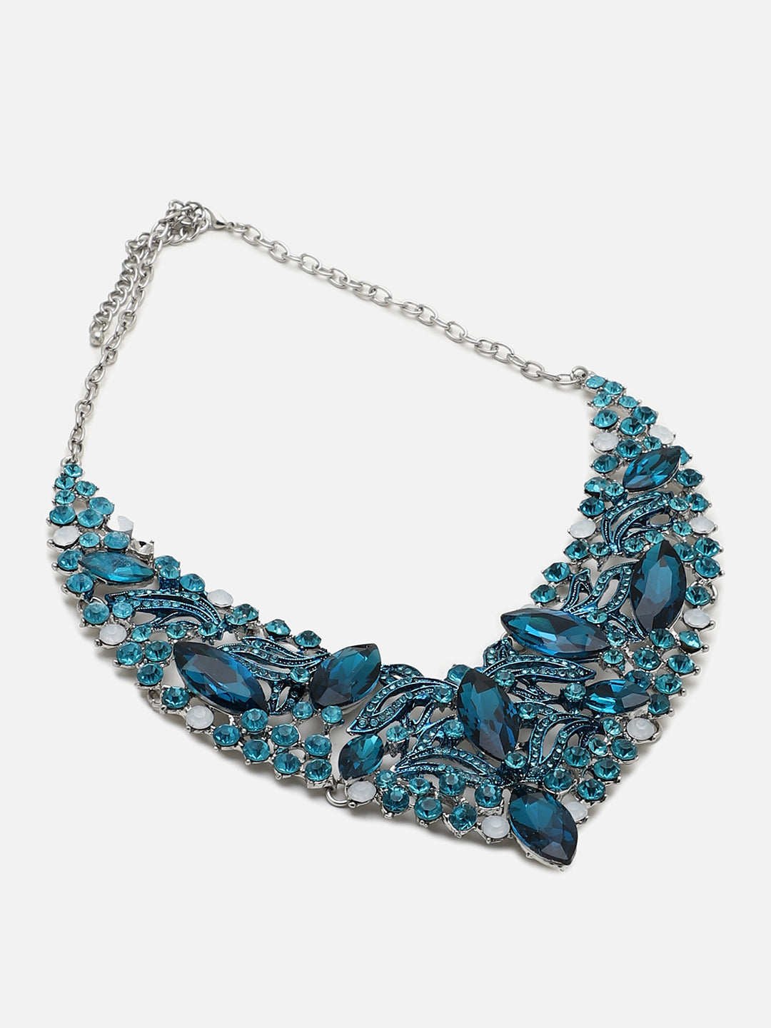 SOHI BLUE STONES NECKLACE & EARRING SET