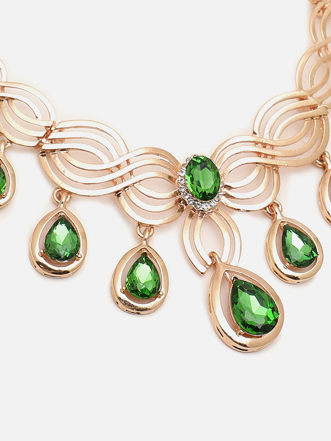SOHI GREEN STONES JEWELLERY SET