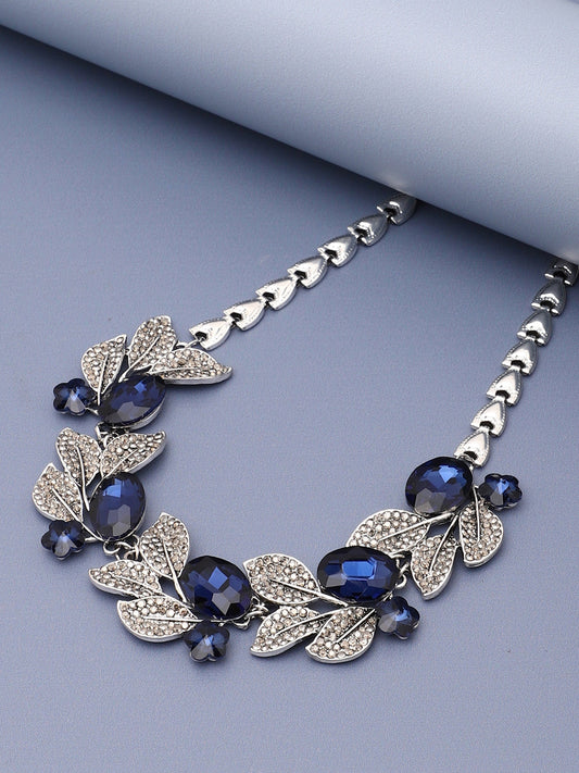 SOHI SILVER PLATED BLUE STONE NECKLACE
