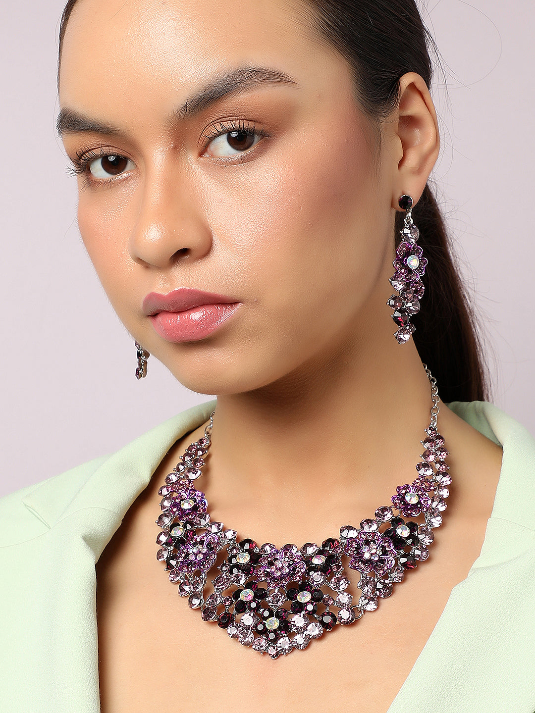 SOHI MULTICOLOUR STONES JEWELLERY SET