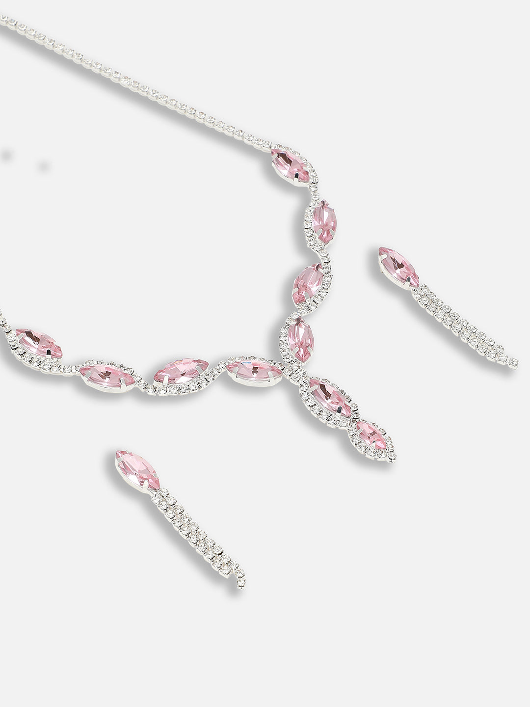 Silver Plated Party Designer Stone Necklace and Earring Set For Women