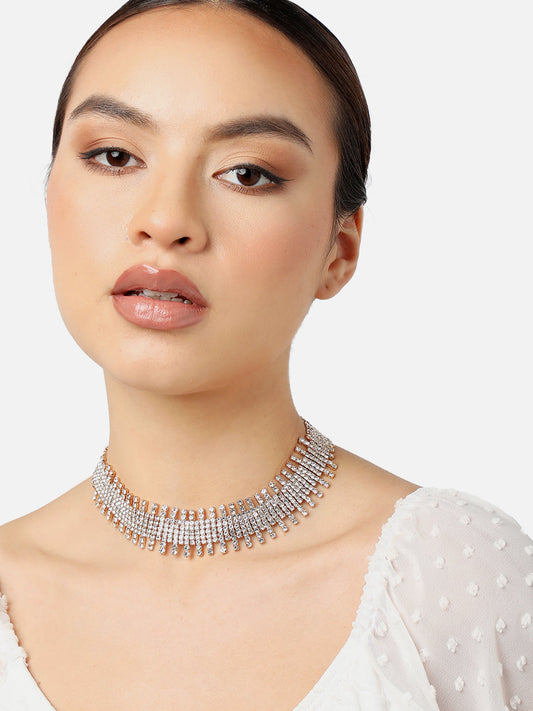 DESIGNER STONE NECKLACE WITH STUDS & BRACELET