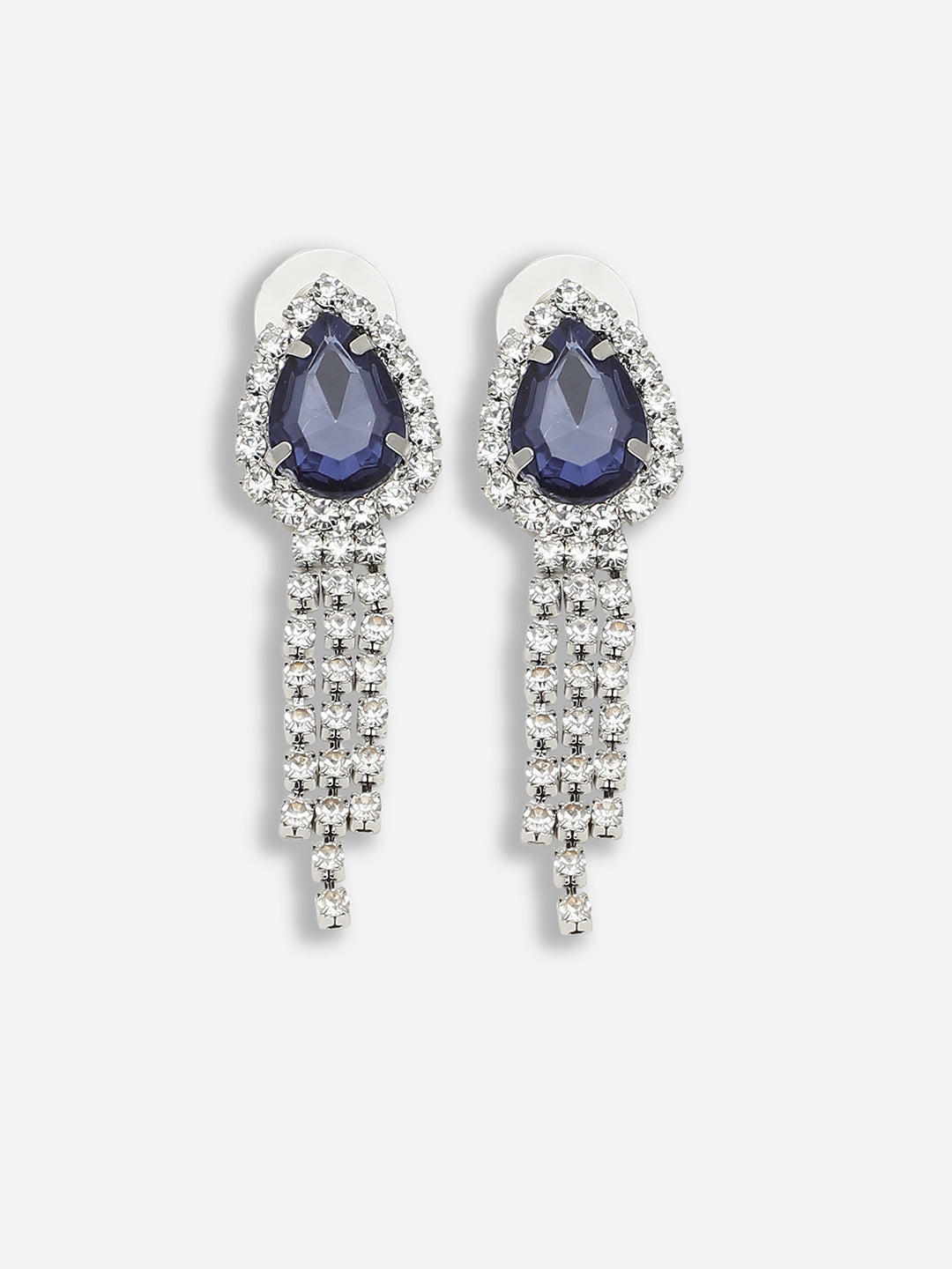 Silver Plated Party Designer Stone Necklace and Earring Set For Women