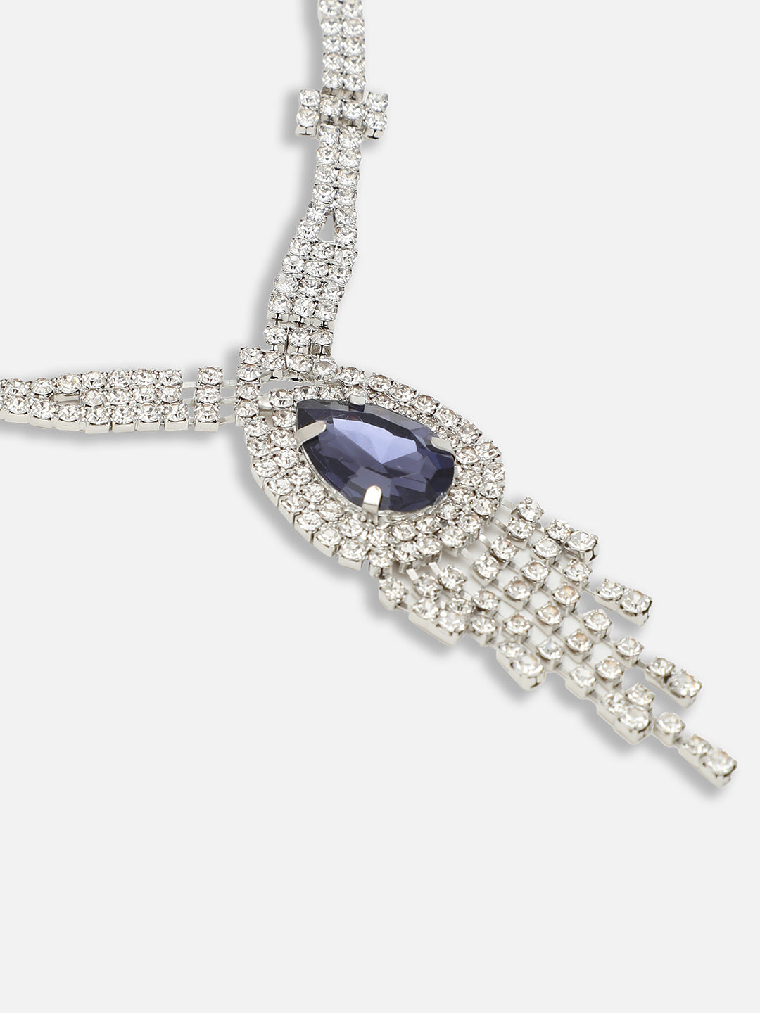 Silver Plated Party Designer Stone Necklace and Earring Set For Women