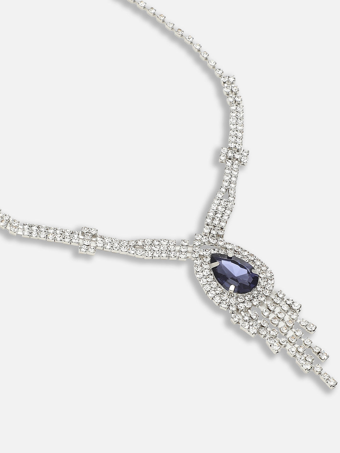 Silver Plated Party Designer Stone Necklace and Earring Set For Women