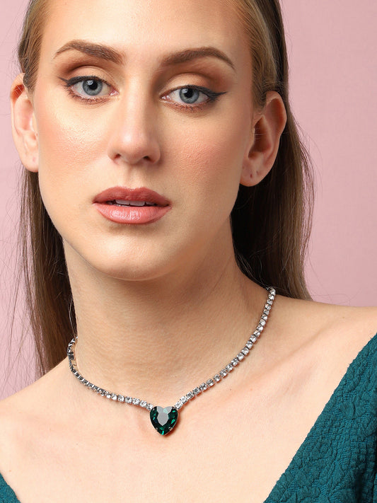 Silver Plated Party Designer Stone Necklace For Women