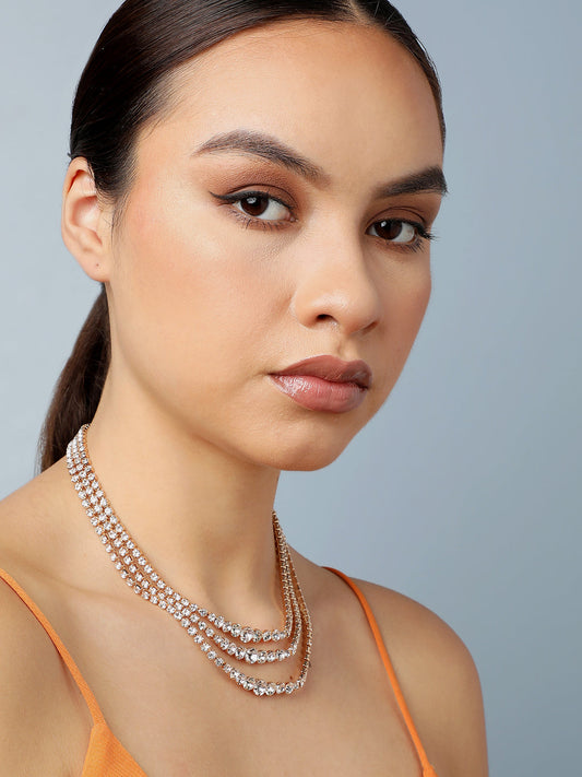 Gold-Plated American Diamond Minimalist Necklace