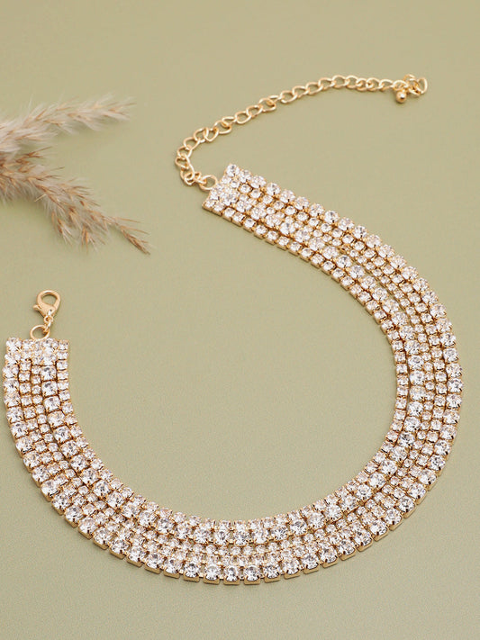 Gold Plated Party Designer Stone Necklace For Women