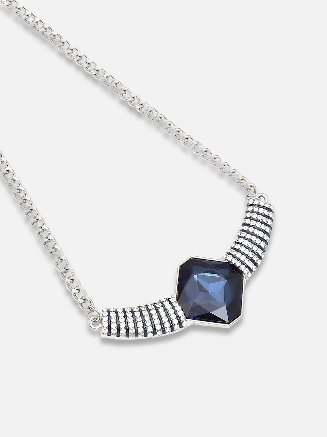 Silver Plated Party Designer Stone Necklace For Women