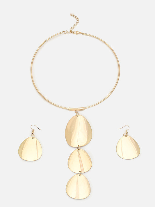 GOLD PLATEDPEARL CHOKER NECKLACE WITH EARRINGS FOR WOMEN AND GIRLS