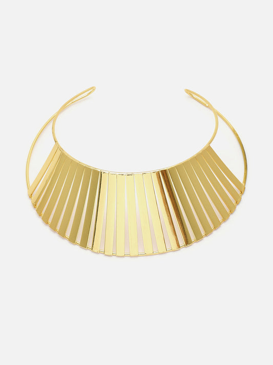 GOLD PLATED CHOKER NECKLACE WITH EARRINGS FOR WOMEN AND GIRLS
