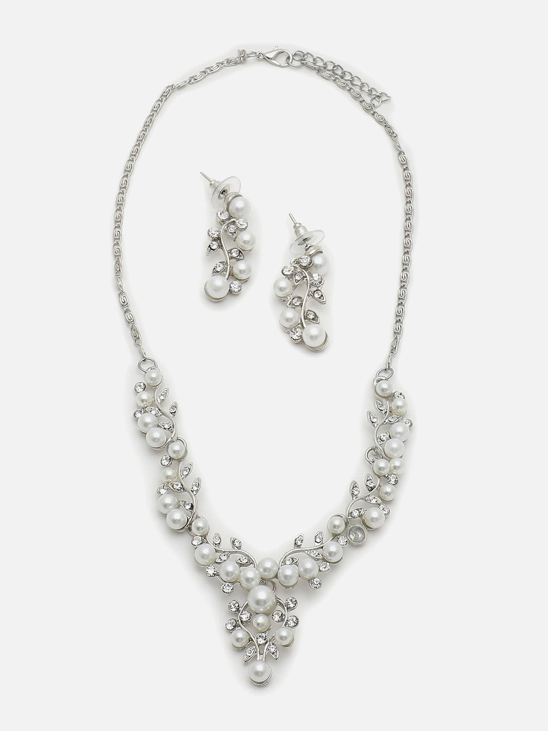 GOLD PLATED PEARL NECKLACE AND EARRINGS SET FOR WOMEN