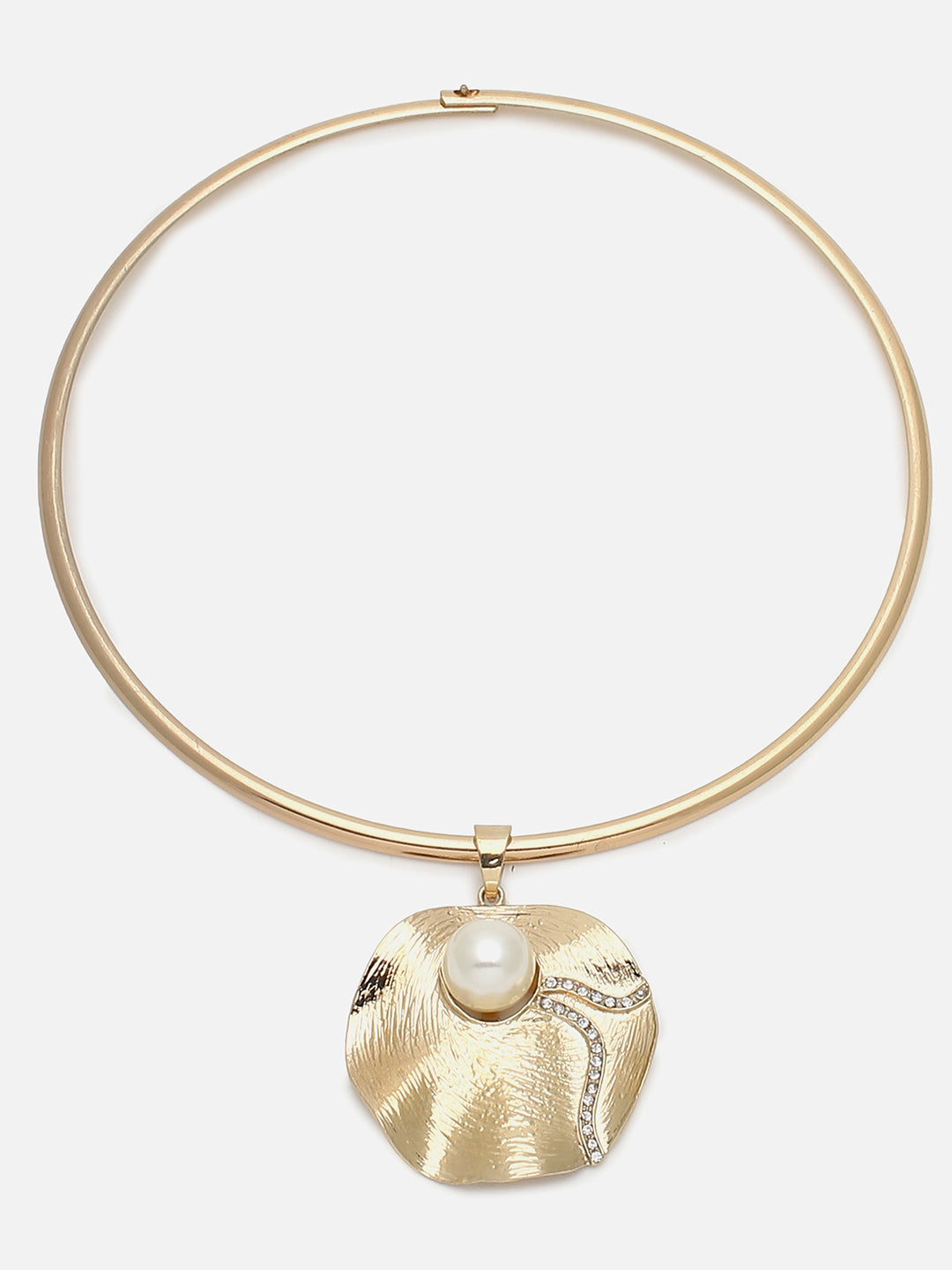 GOLD PLATED CHOKER NECKLACE WITH PEARL EARRINGS FOR WOMEN AND GIRLS