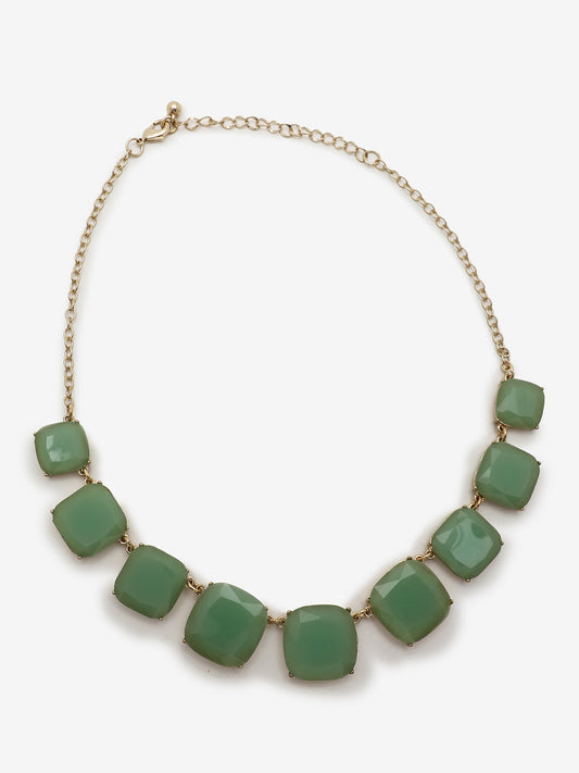 GOLD PLATED GREEN COLOUR STONE DESIGNER NECKLACE FOR WOMEN AND GIRLS