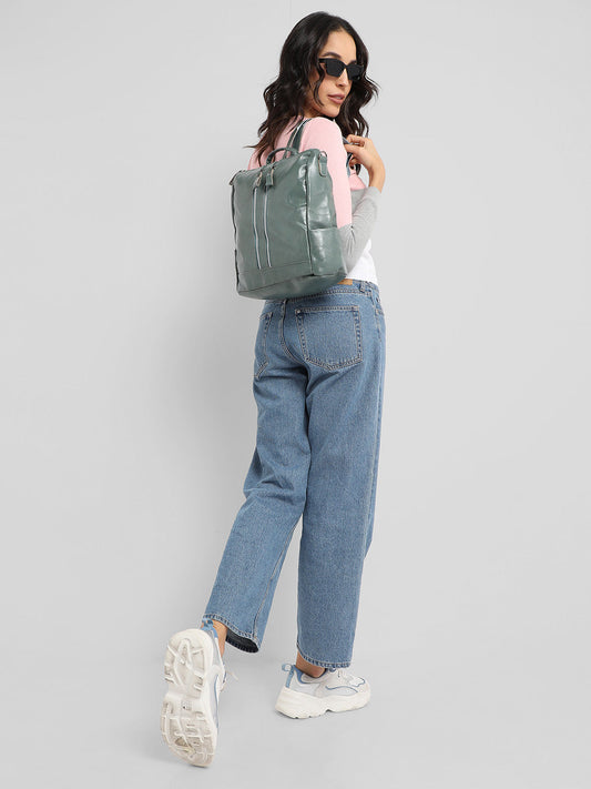 Zip-Front Broad Backpack - Sage Green