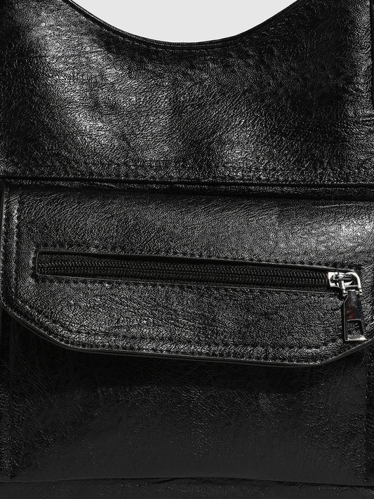 Zip Flap Handbag - Black