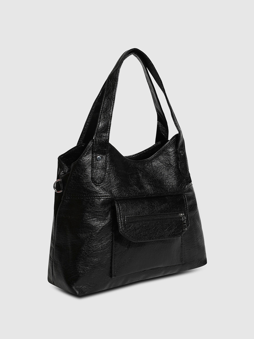 Zip Flap Handbag - Black