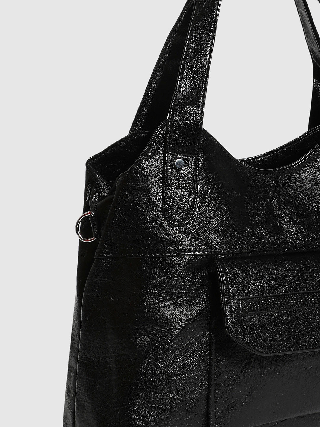 Zip Flap Handbag - Black