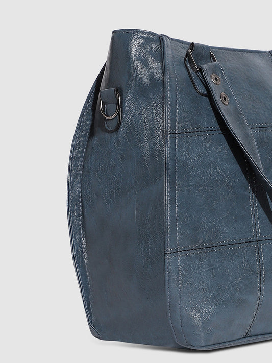Block Stitch Handbag - Indigo Blue