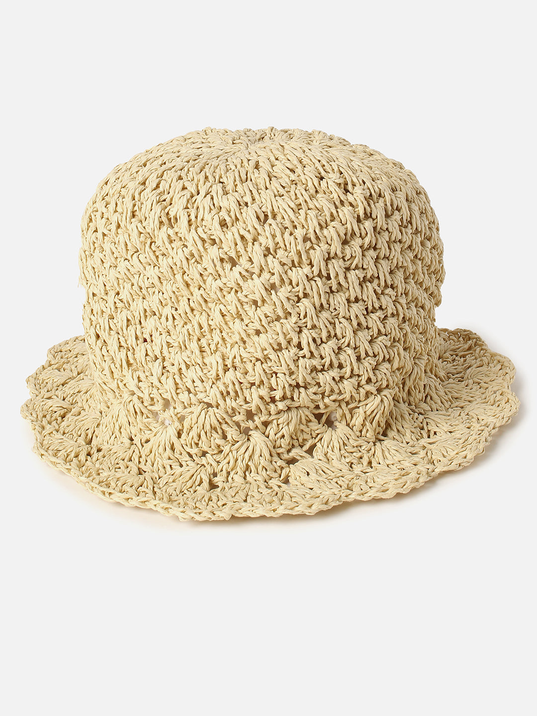 Beige Textured Bucket Hat