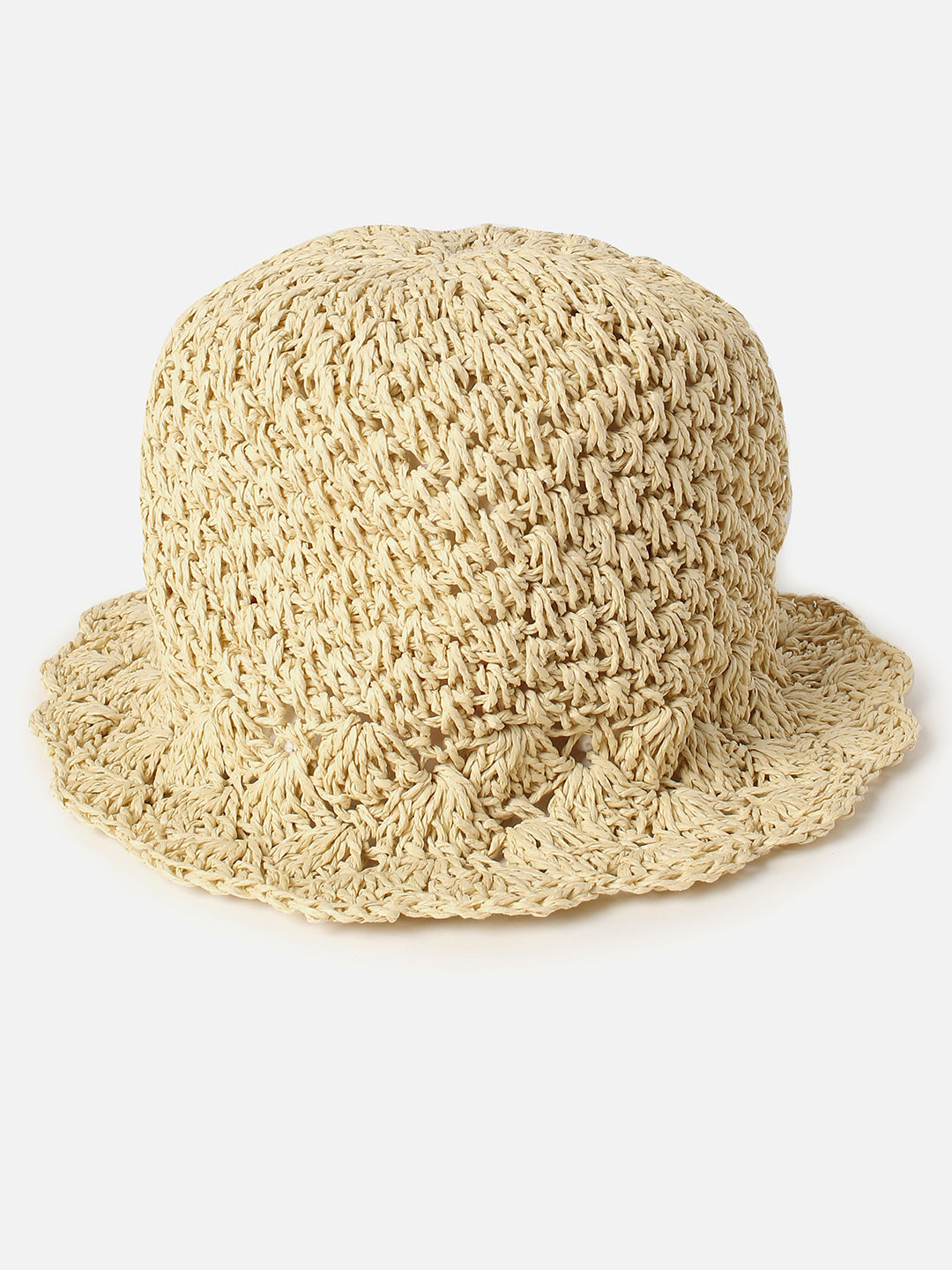 Beige Textured Bucket Hat