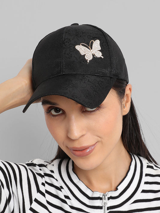 Jaquard Butterfly Baseball Cap - Black